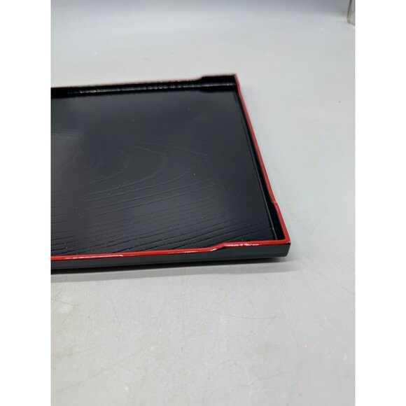 Japanese Black shine rectangle plastic Tray Red Rim - Elegant Design READ NEW - Picture 4 of 8